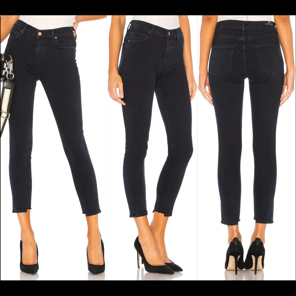 New Citizens of Humanity Rocket Crop high rise skinny chewed hem ankle jeans
